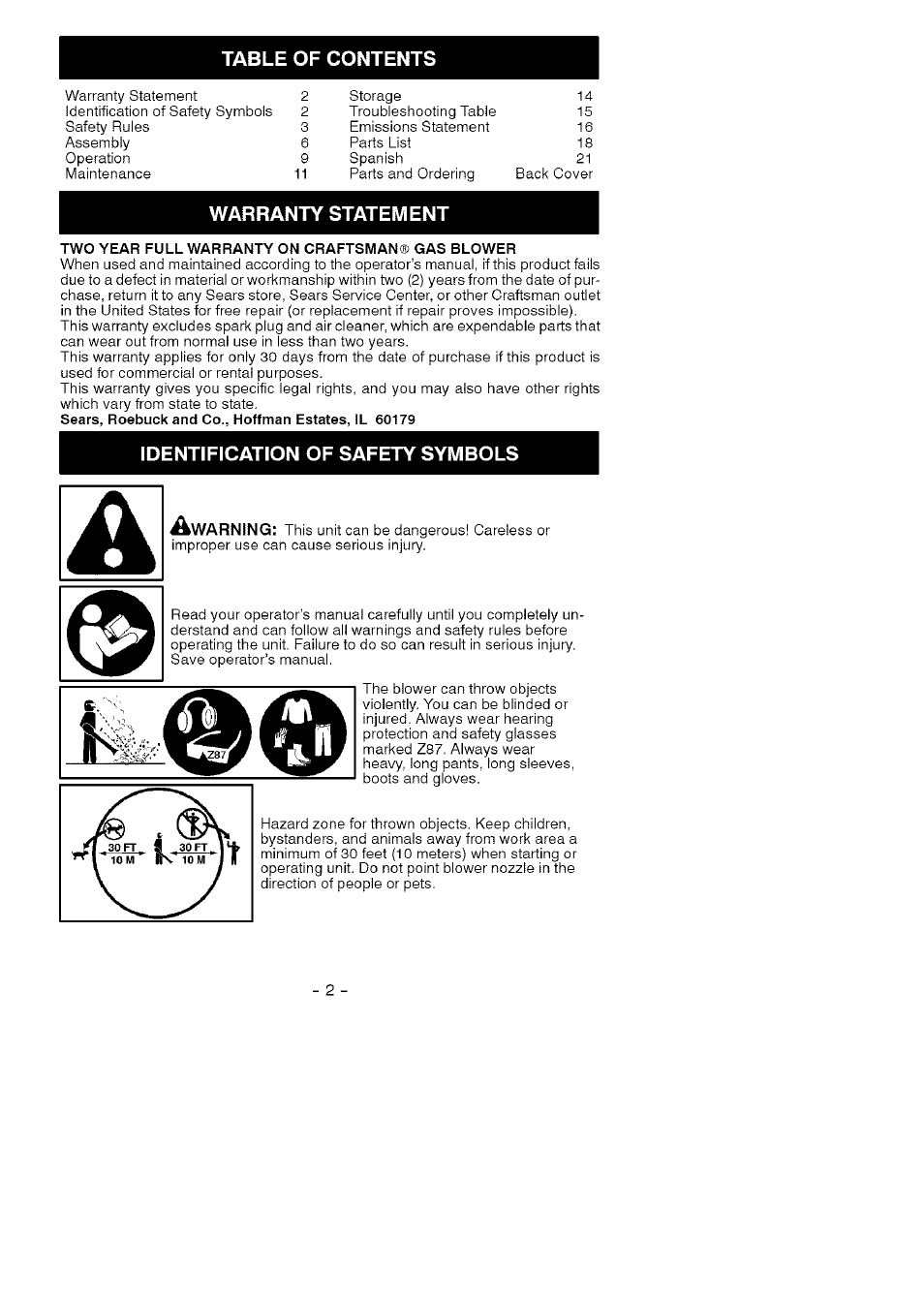 Craftsman 358.794740 User Manual | Page 2 / 40