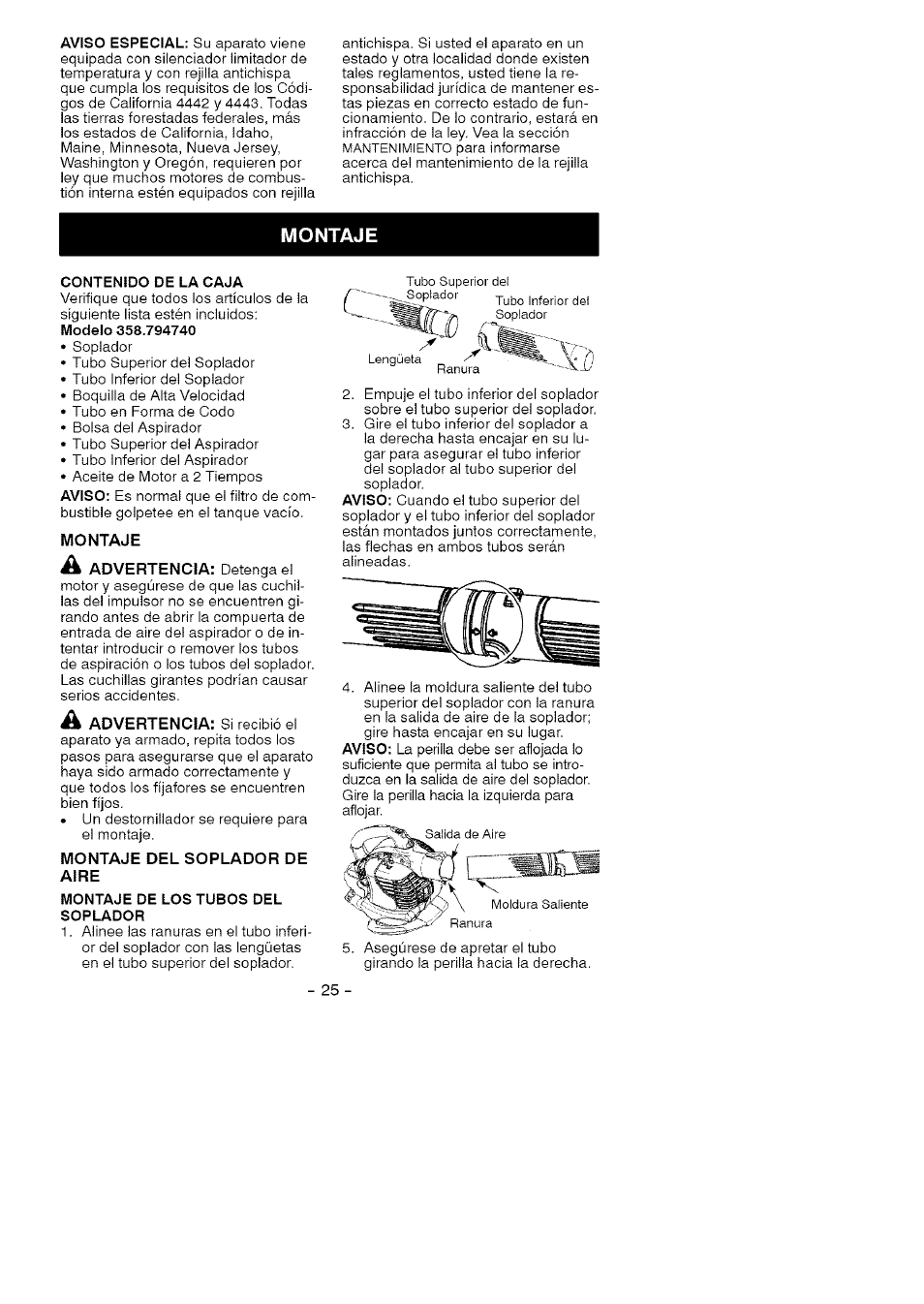 Craftsman 358.794740 User Manual | Page 25 / 40