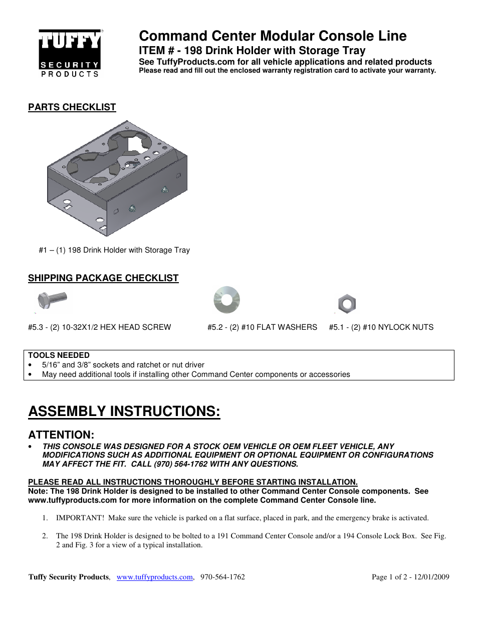 Tuffy Security 198 User Manual | 2 pages