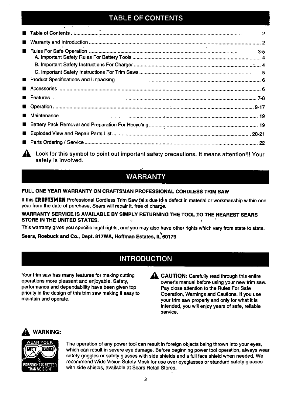 Craftsman 315.269600 User Manual | Page 2 / 22