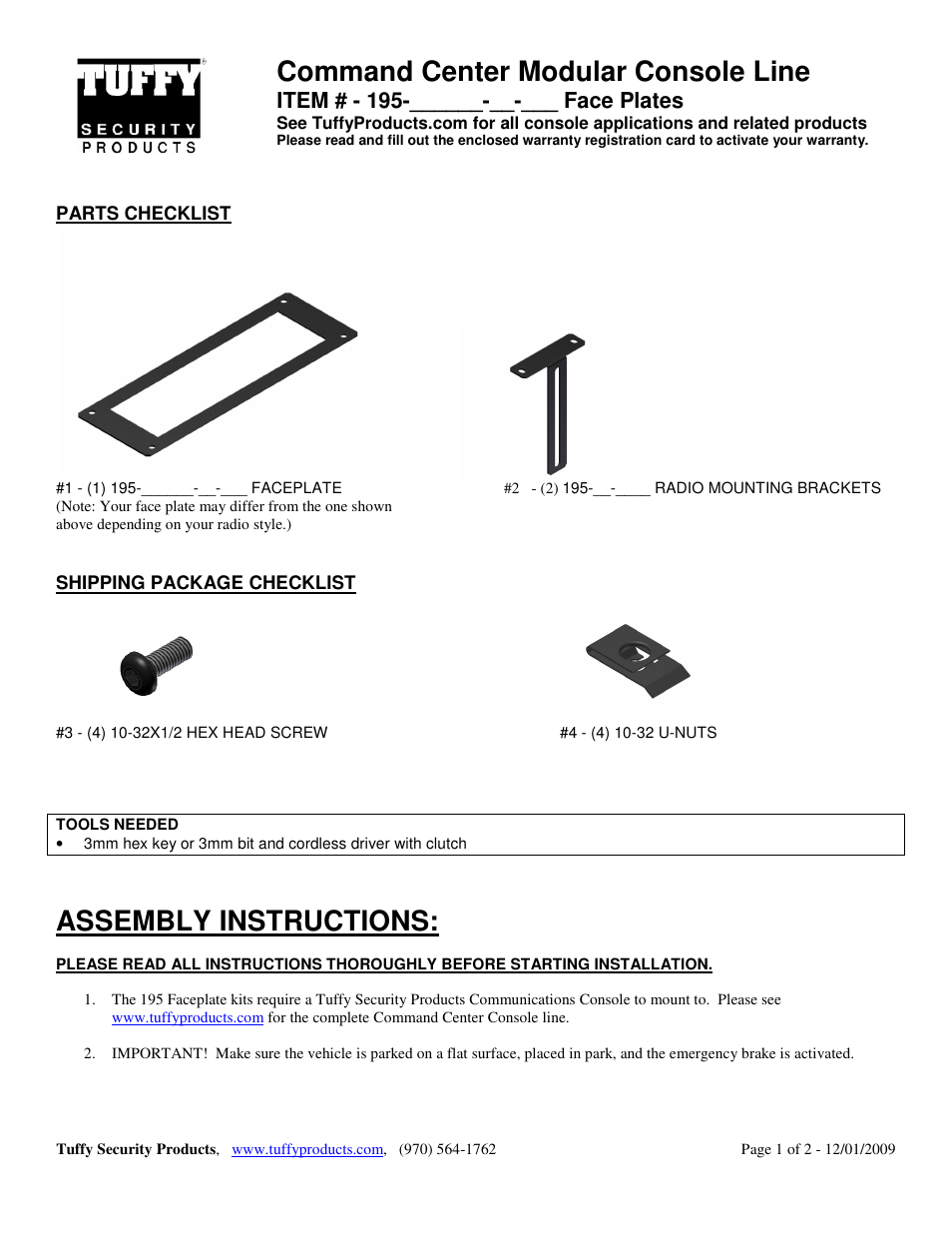 Tuffy Security 195 User Manual | 2 pages