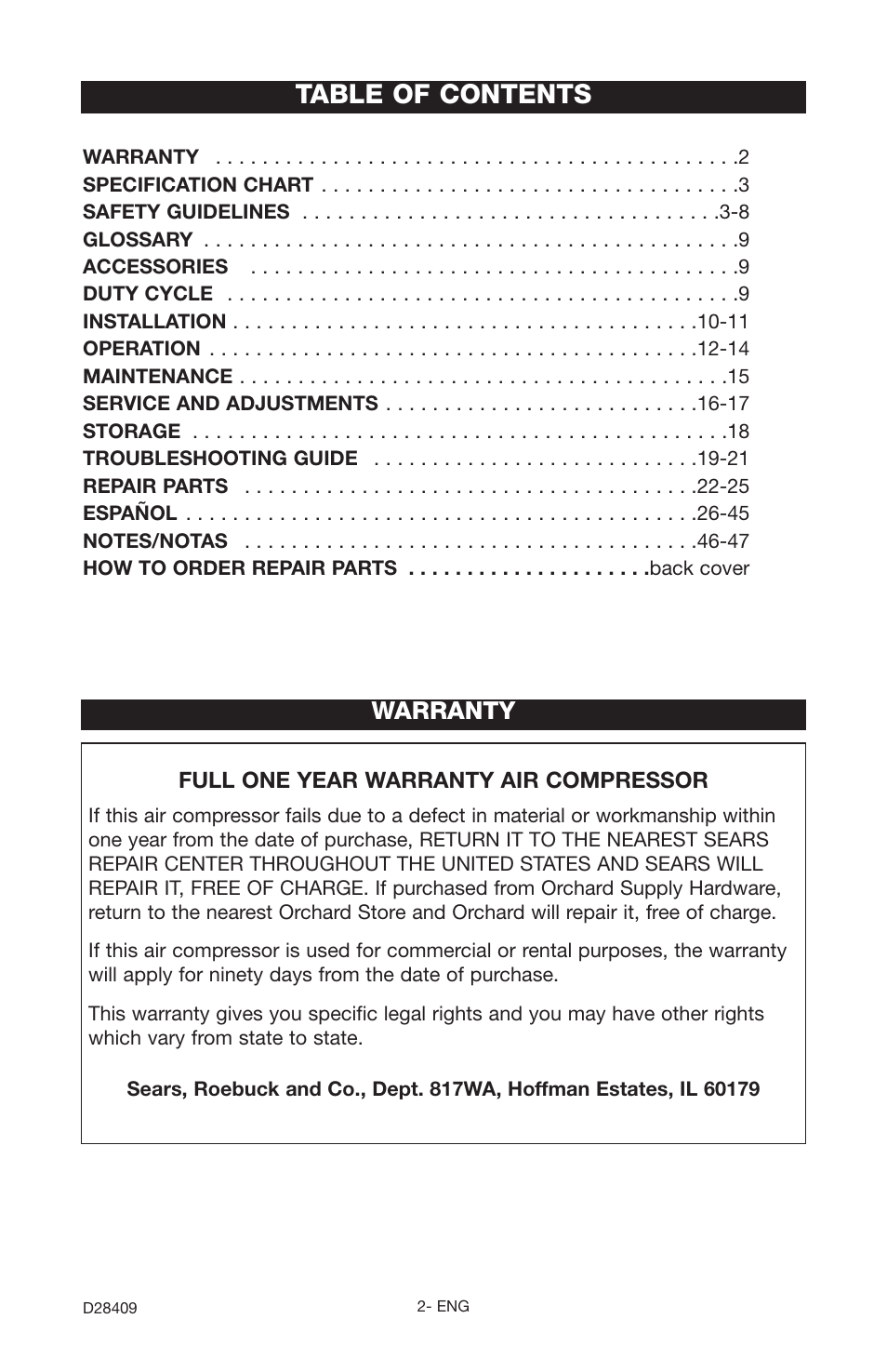 Craftsman 919.167362 User Manual | Page 2 / 48