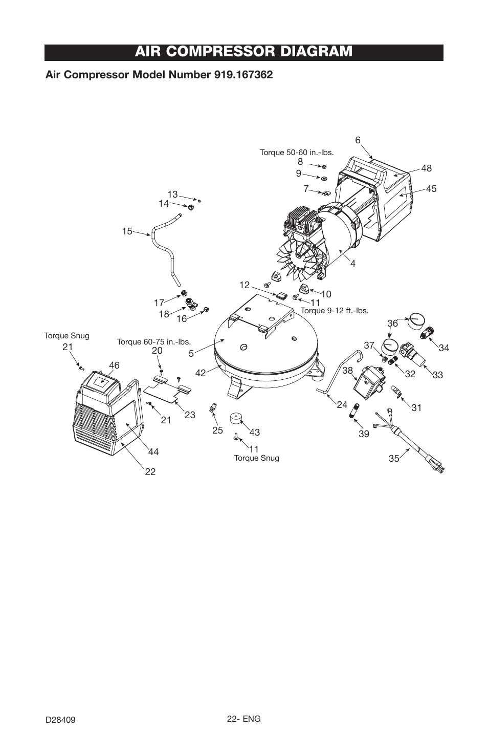 Air compressor diagram | Craftsman 919.167362 User Manual | Page 22 / 48