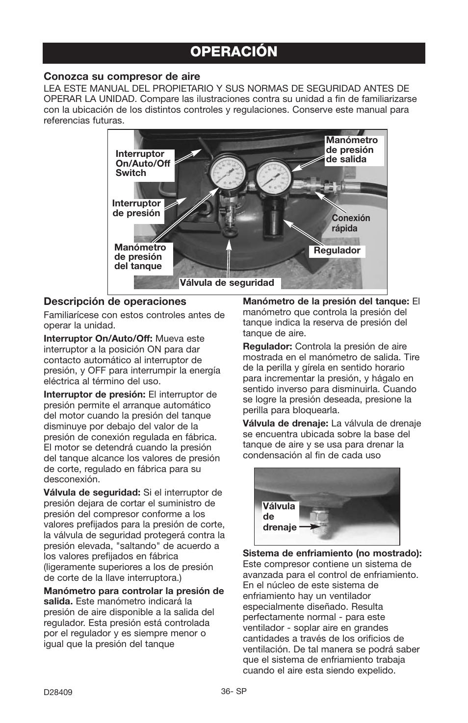 Operación | Craftsman 919.167362 User Manual | Page 36 / 48