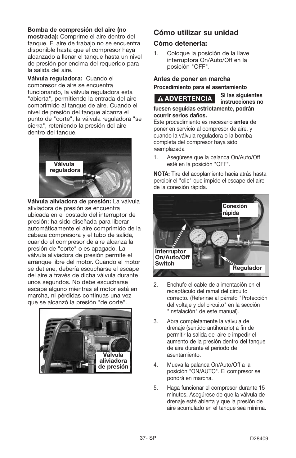 Cómo utilizar su unidad | Craftsman 919.167362 User Manual | Page 37 / 48