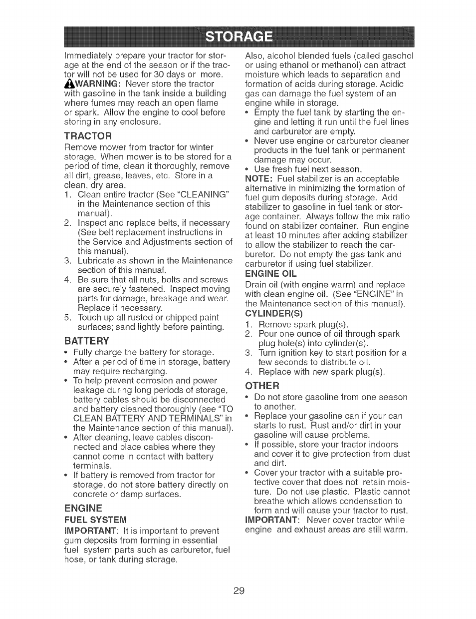 Storag | Craftsman 917.274040 User Manual | Page 29 / 56