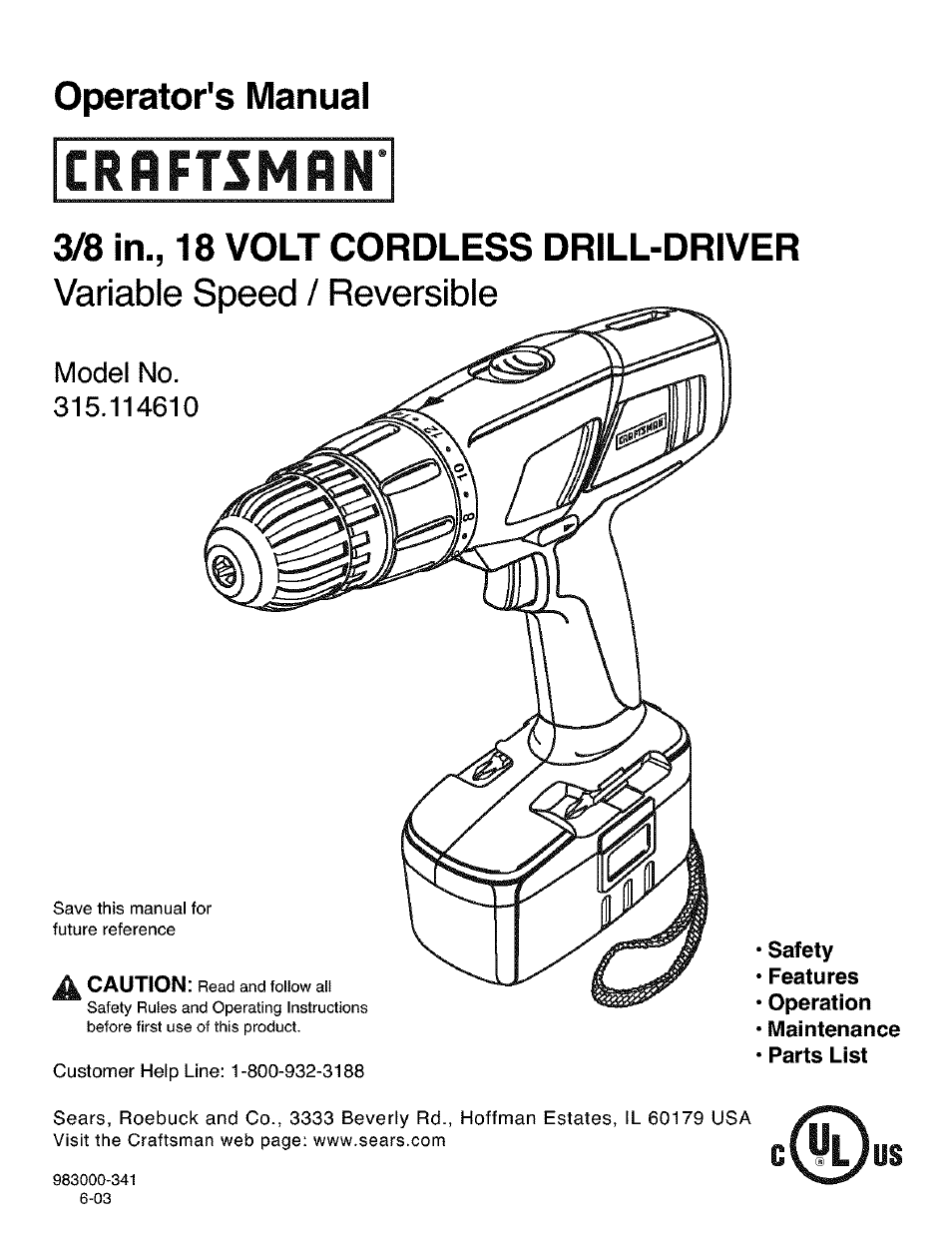 Craftsman 315.11461 User Manual | 18 pages