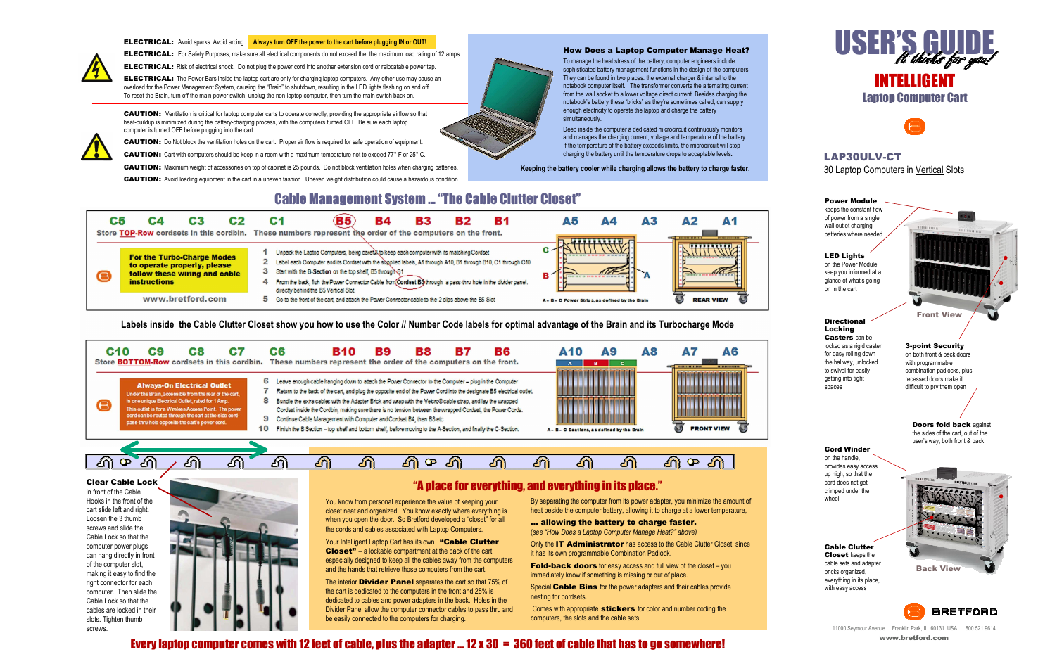 User’s guide, Intelligent, Laptop computer cart | Craftsman LAP30ULV-CT User Manual | Page 2 / 2