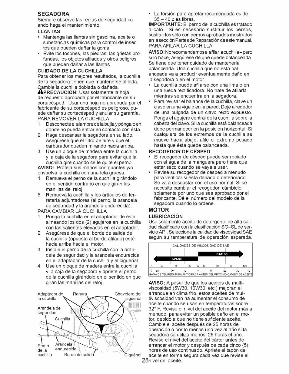 Motor, Segadora | Craftsman 917.389060 User Manual | Page 28 / 44