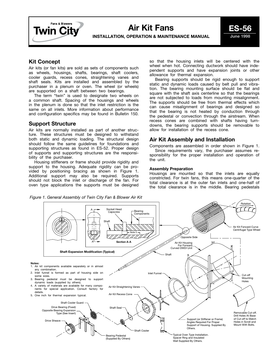 Twin City Air Kit Fans - ES-56 User Manual | 2 pages