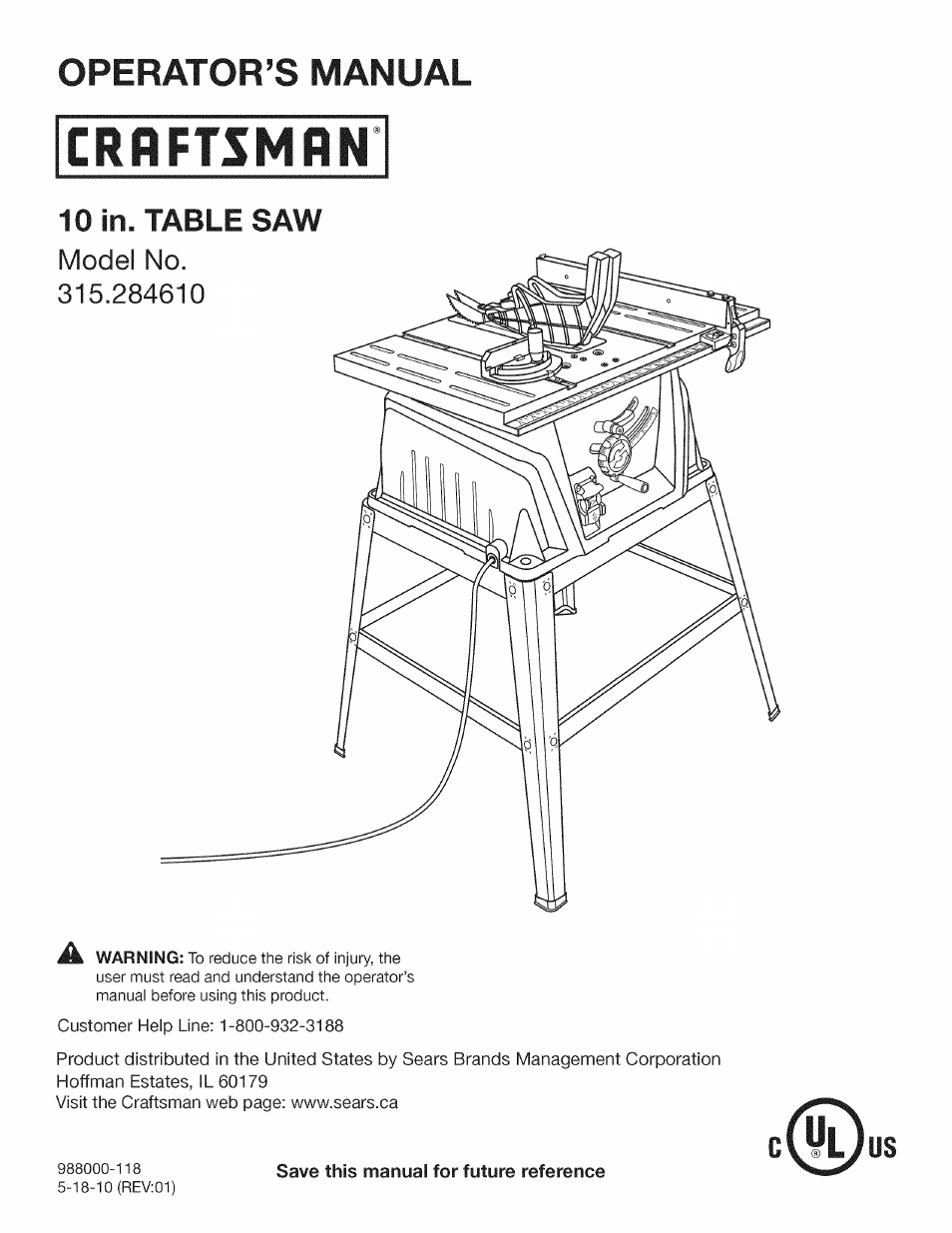 Craftsman 315.284610 User Manual | 48 pages