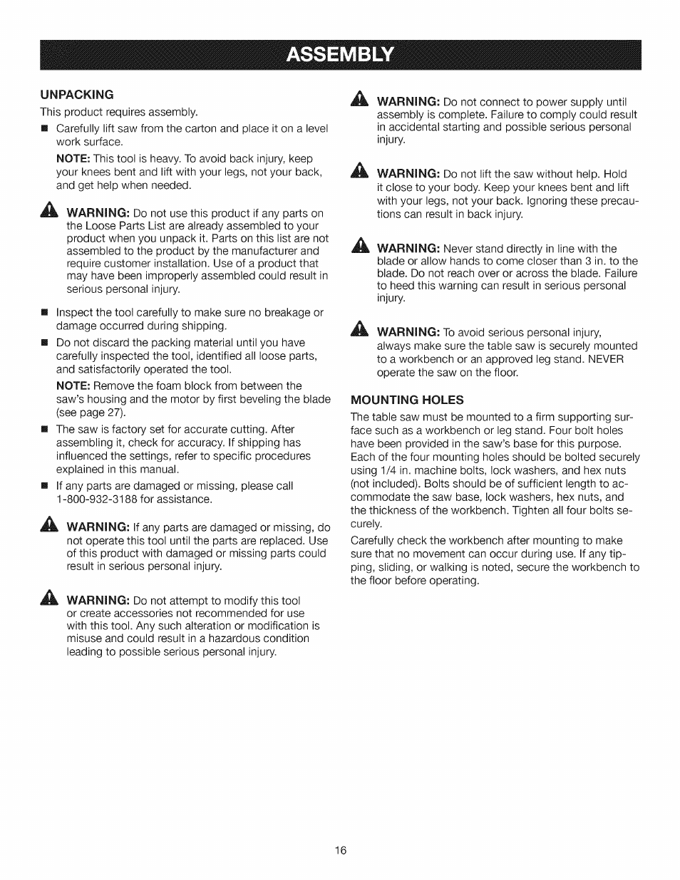 Assembl | Craftsman 315.284610 User Manual | Page 16 / 48