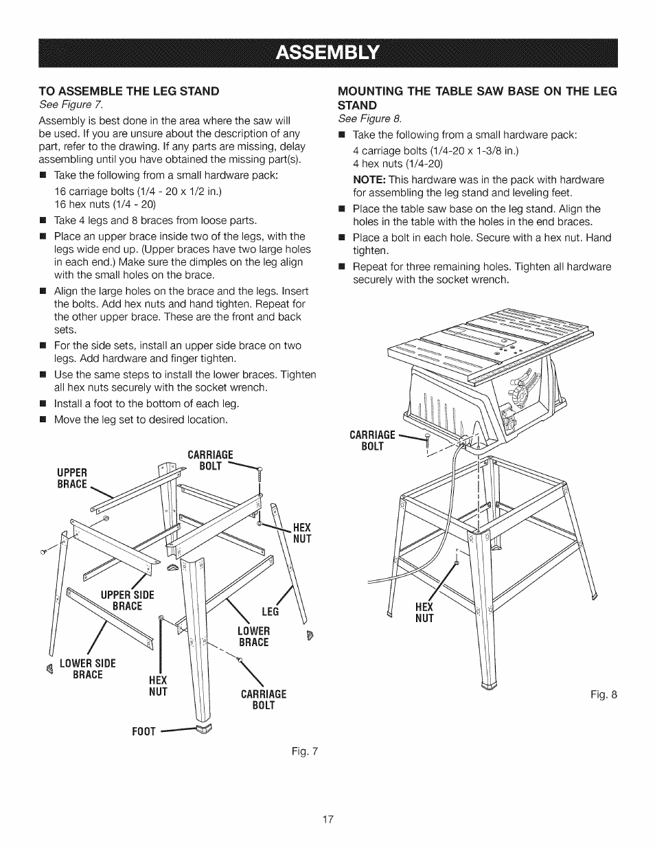 Assembl, See figure 8 | Craftsman 315.284610 User Manual | Page 17 / 48