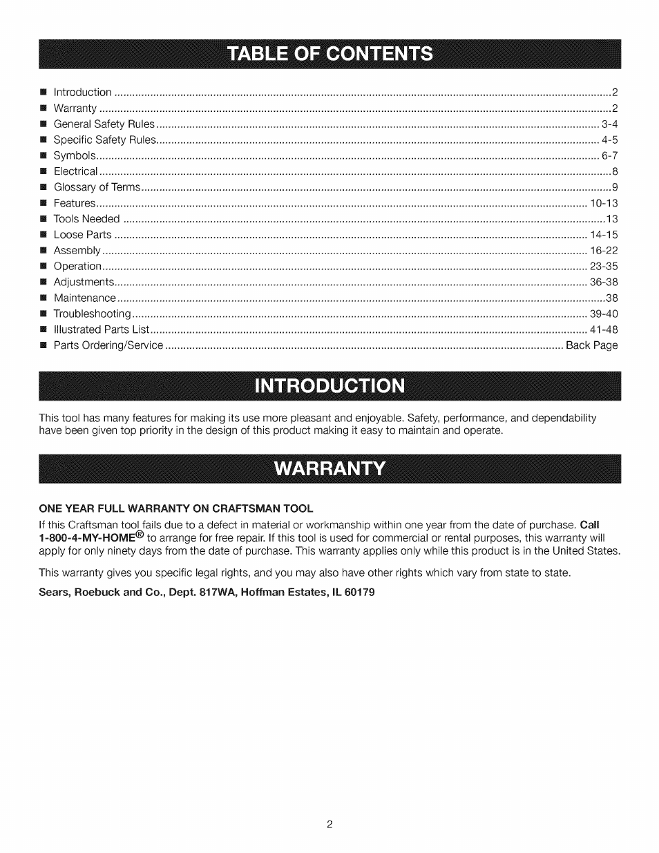 Craftsman 315.284610 User Manual | Page 2 / 48