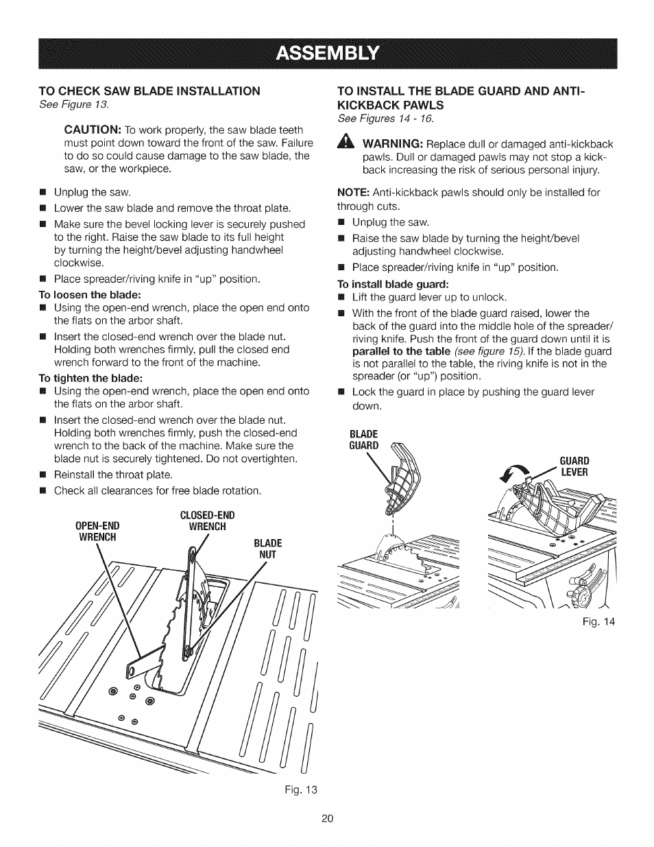 Assembl, See figures 14 - 16, See figure 15) | Craftsman 315.284610 User Manual | Page 20 / 48