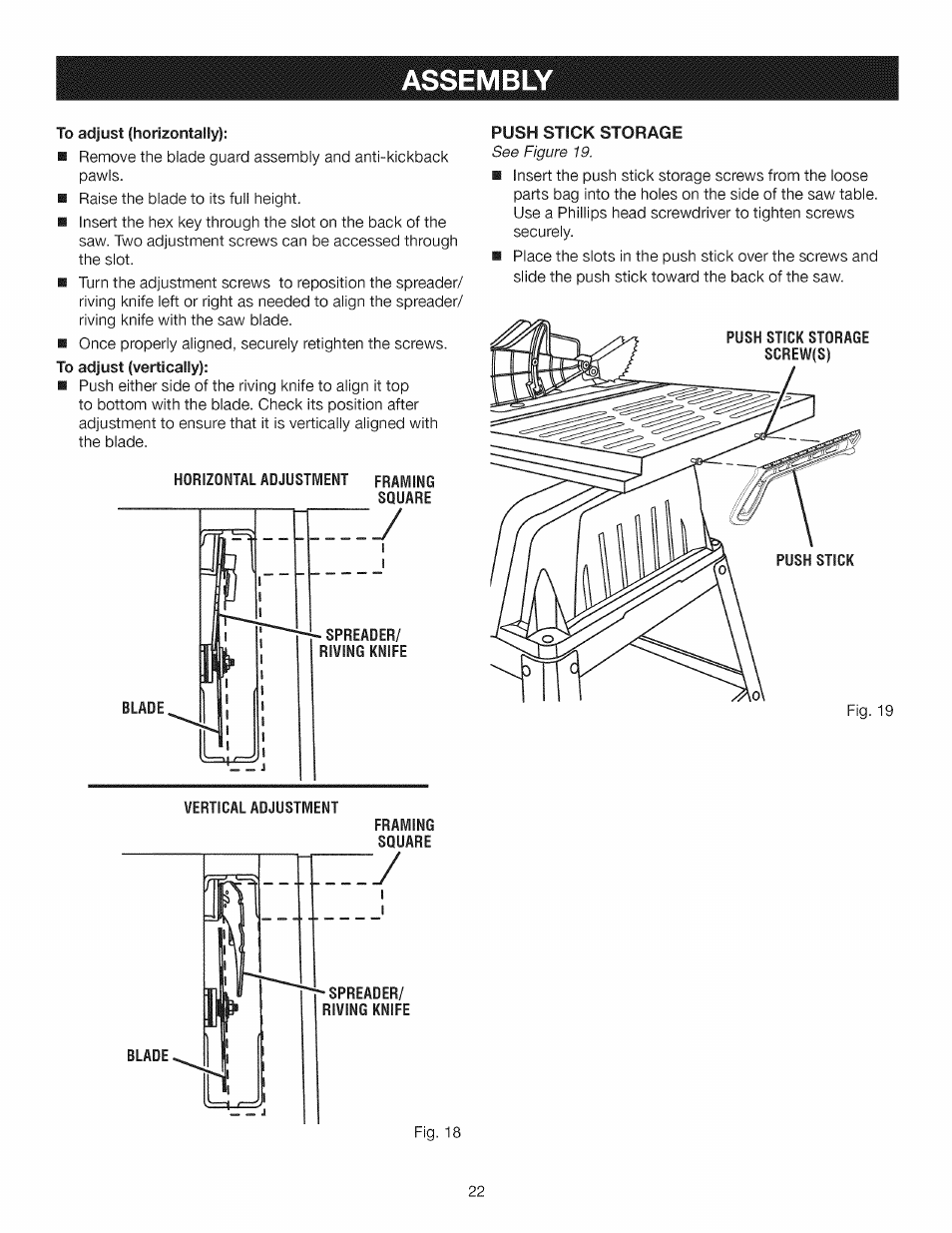 Assembl, See figure 19 | Craftsman 315.284610 User Manual | Page 22 / 48