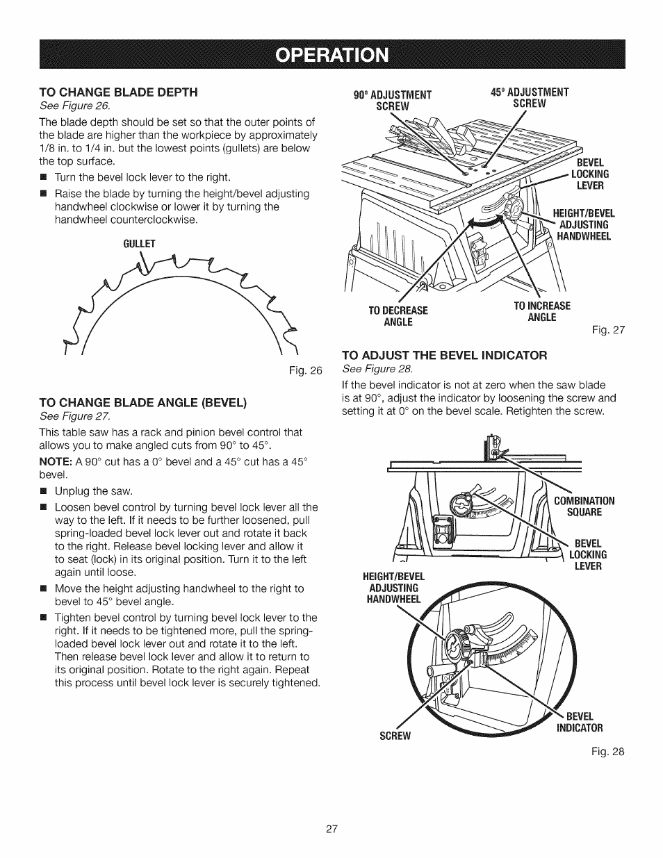 Operation, See figure 26, See figure 27 | See figure 28 | Craftsman 315.284610 User Manual | Page 27 / 48