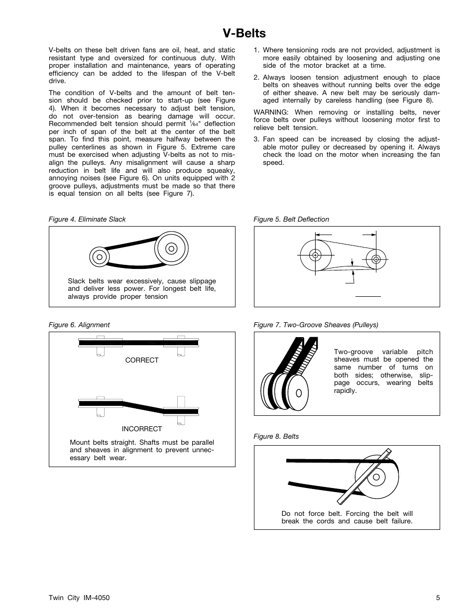 V-belts | Twin City Centrifugal Roof & Wall Exhausters - IM-4050 User Manual | Page 5 / 16