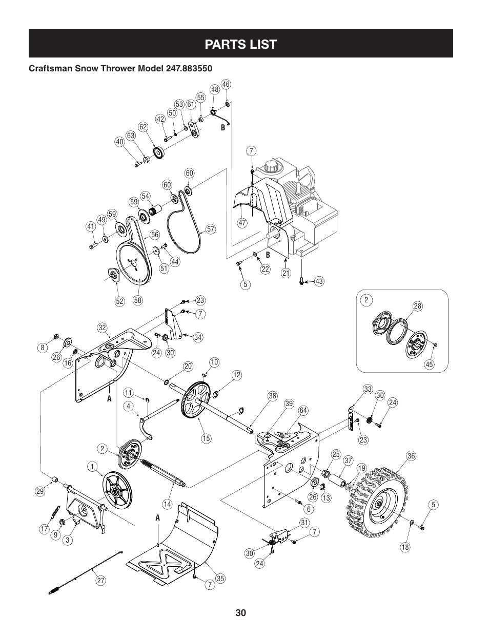 Parts list | Craftsman 247.88355 User Manual | Page 30 / 64