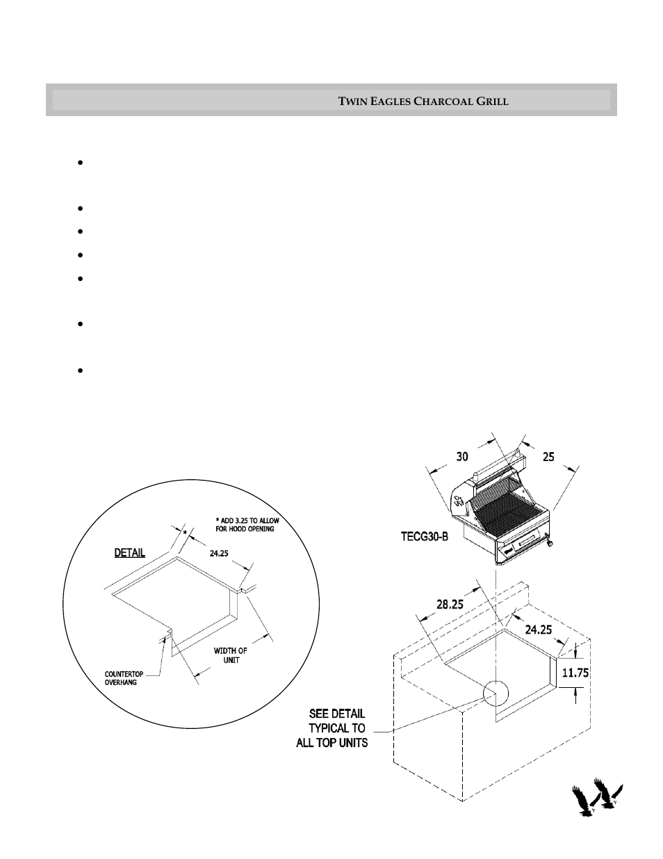 Locating the grill | Twin Eagles TECG30-B User Manual | Page 5 / 13