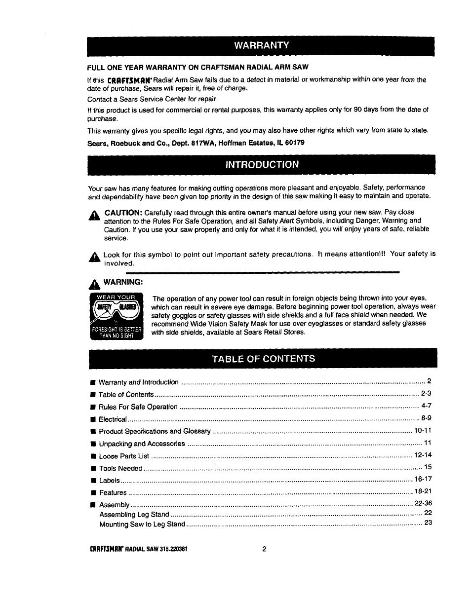 Craftsman 315.220381 User Manual | Page 2 / 82
