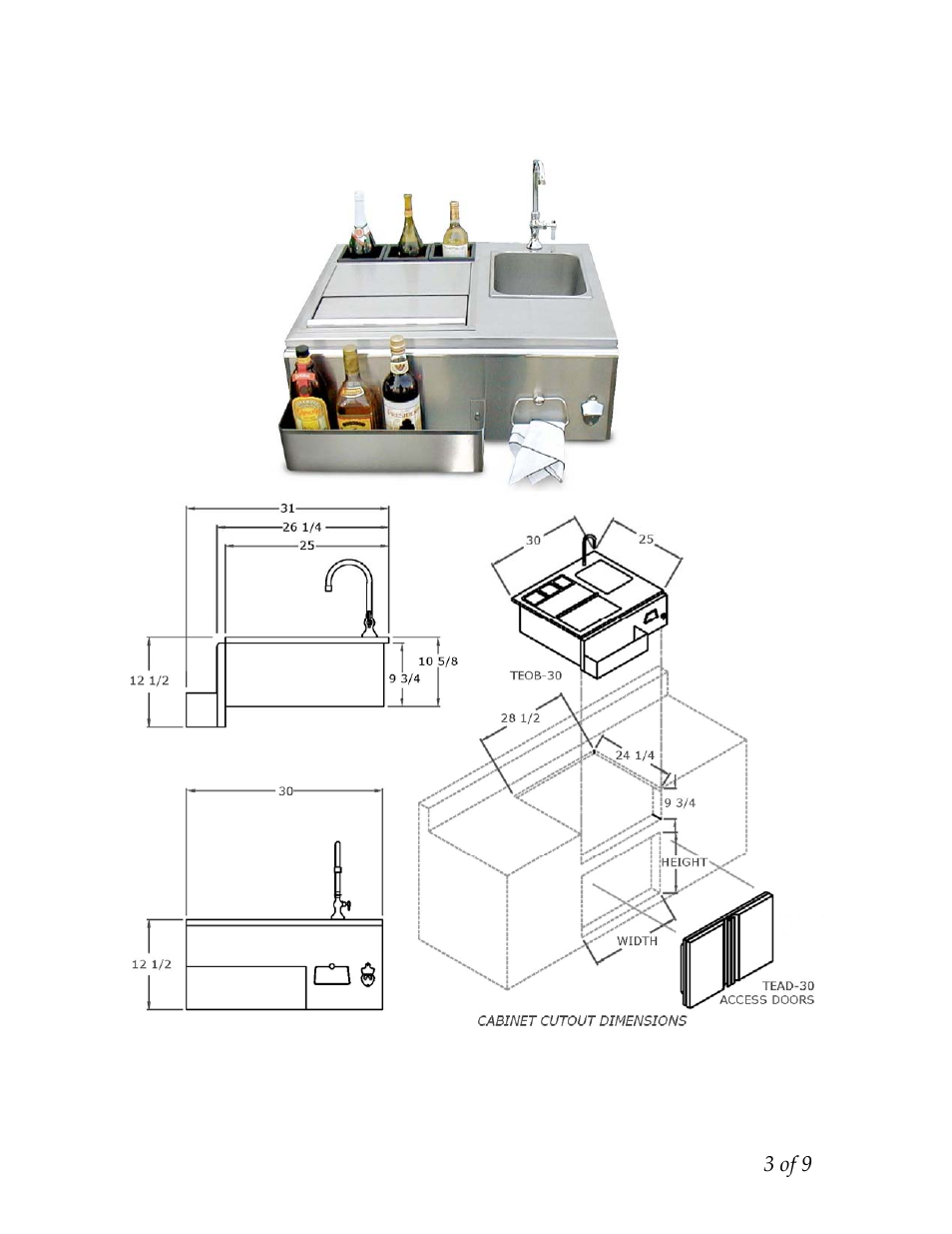 Teob30-b 30” built-in outdoor bar | Twin Eagles TEOB30F-B User Manual | Page 4 / 10
