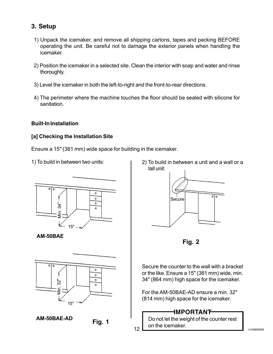 Setup, Built-in installation | Twin Eagles AM-50BAE-AD User Manual | Page 12 / 51