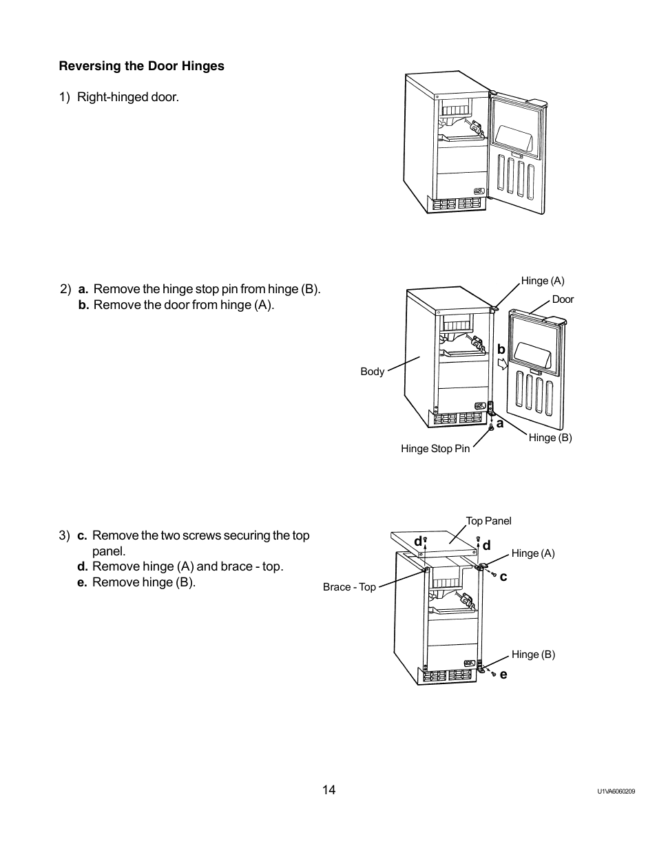 Reversing the door hinges | Twin Eagles AM-50BAE-AD User Manual | Page 14 / 51