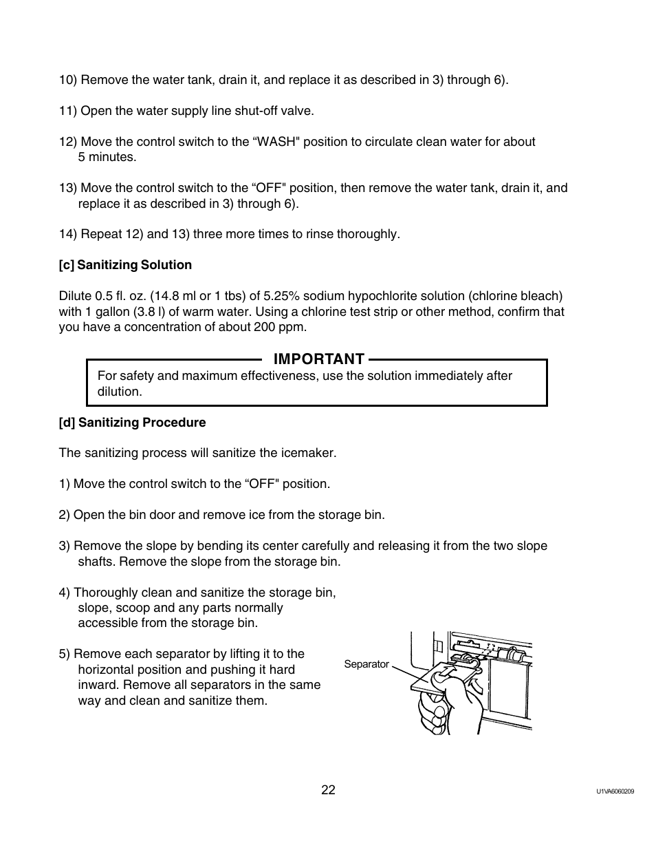 C] sanitizing solution, D] sanitizing procedure, C] sanitizing solution [d] sanitizing procedure | Twin Eagles AM-50BAE-AD User Manual | Page 22 / 51