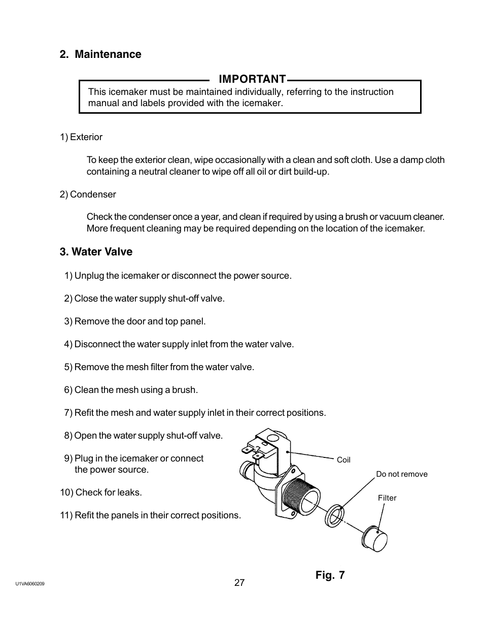 Maintenance, Water valve, Maintenance 3. water valve | Twin Eagles AM-50BAE-AD User Manual | Page 27 / 51