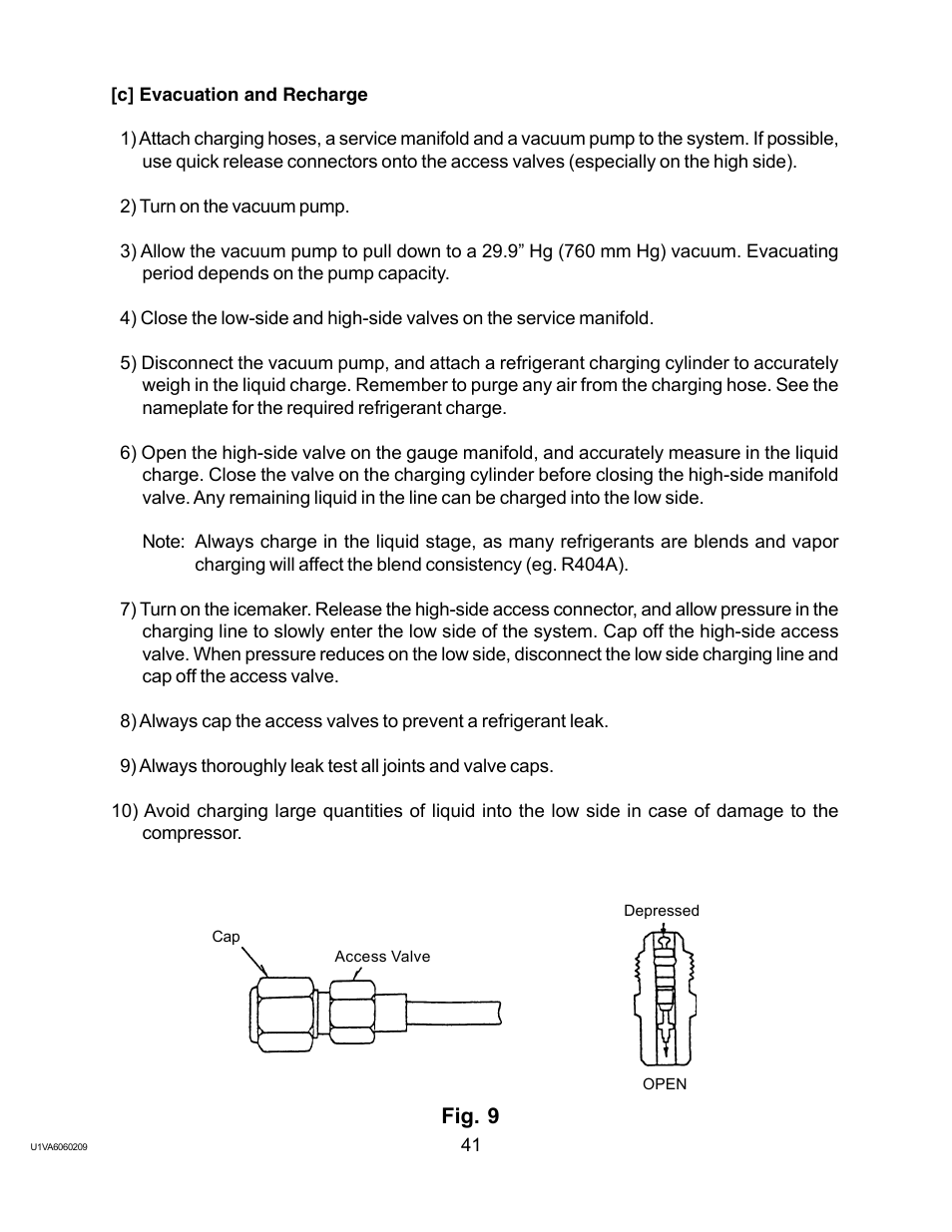 C] evacuation and recharge, Fig. 9 | Twin Eagles AM-50BAE-AD User Manual | Page 41 / 51