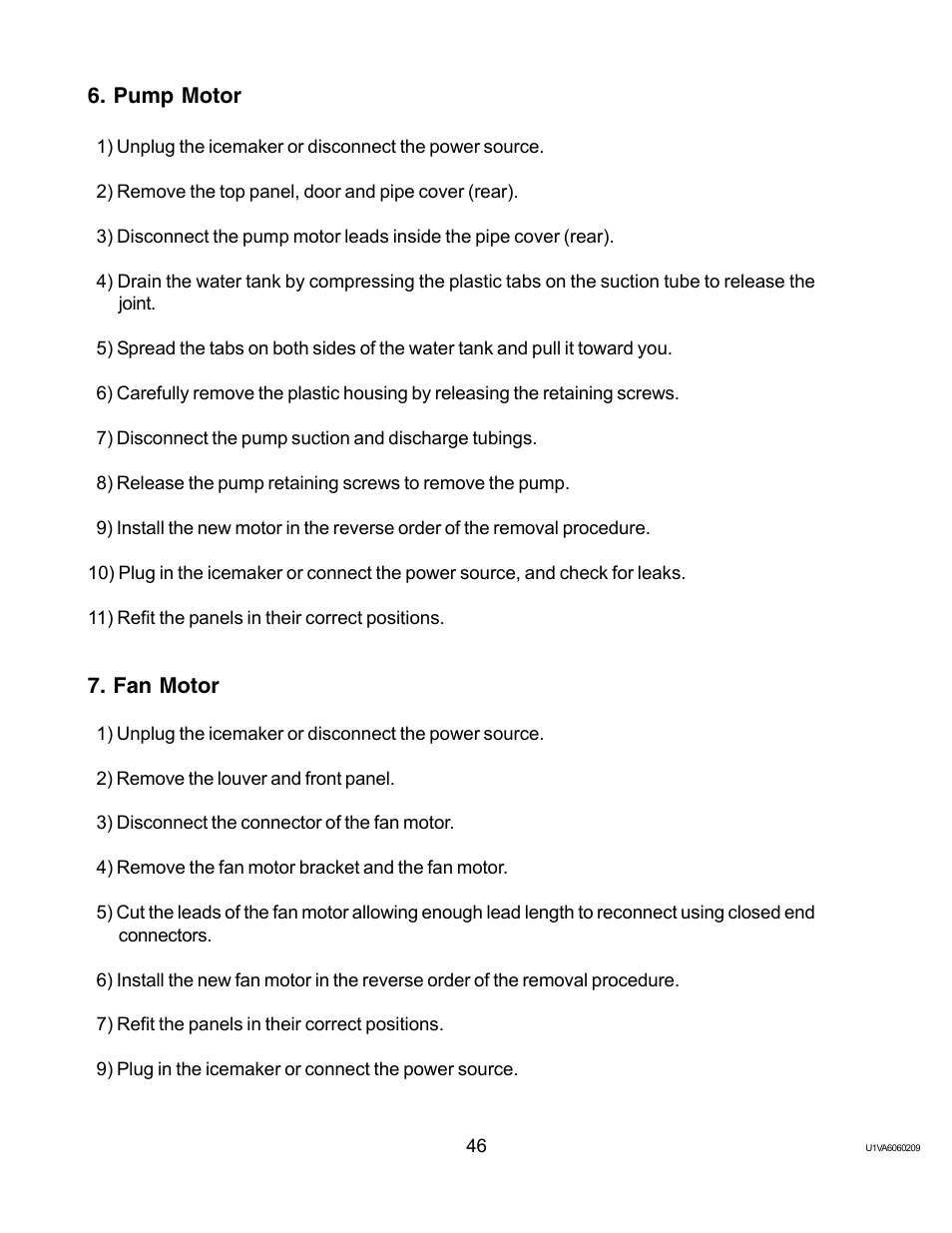 Pump motor, Fan motor, Pump motor 7. fan motor | Twin Eagles AM-50BAE-AD User Manual | Page 46 / 51