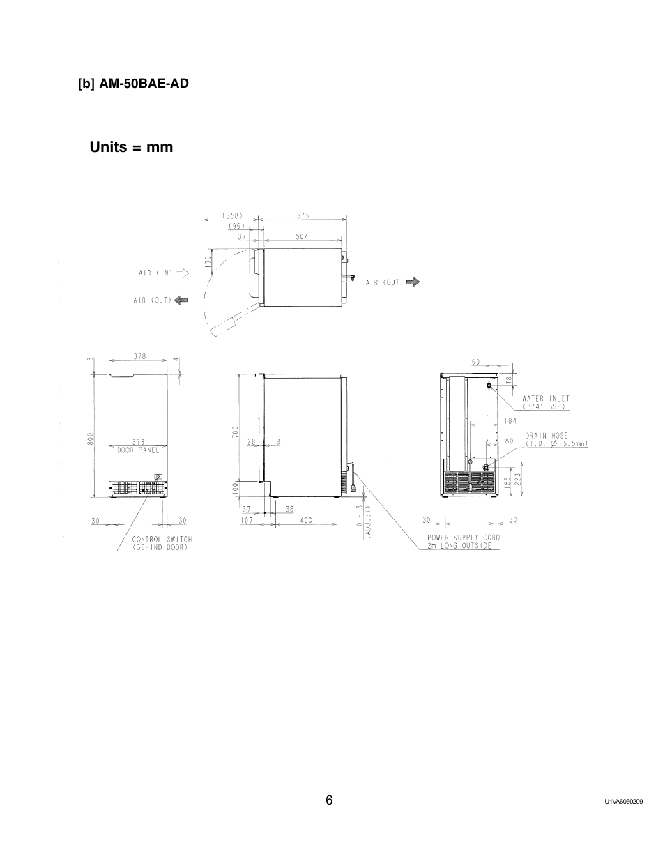 B] am-50bae-ad, Units = mm | Twin Eagles AM-50BAE-AD User Manual | Page 6 / 51