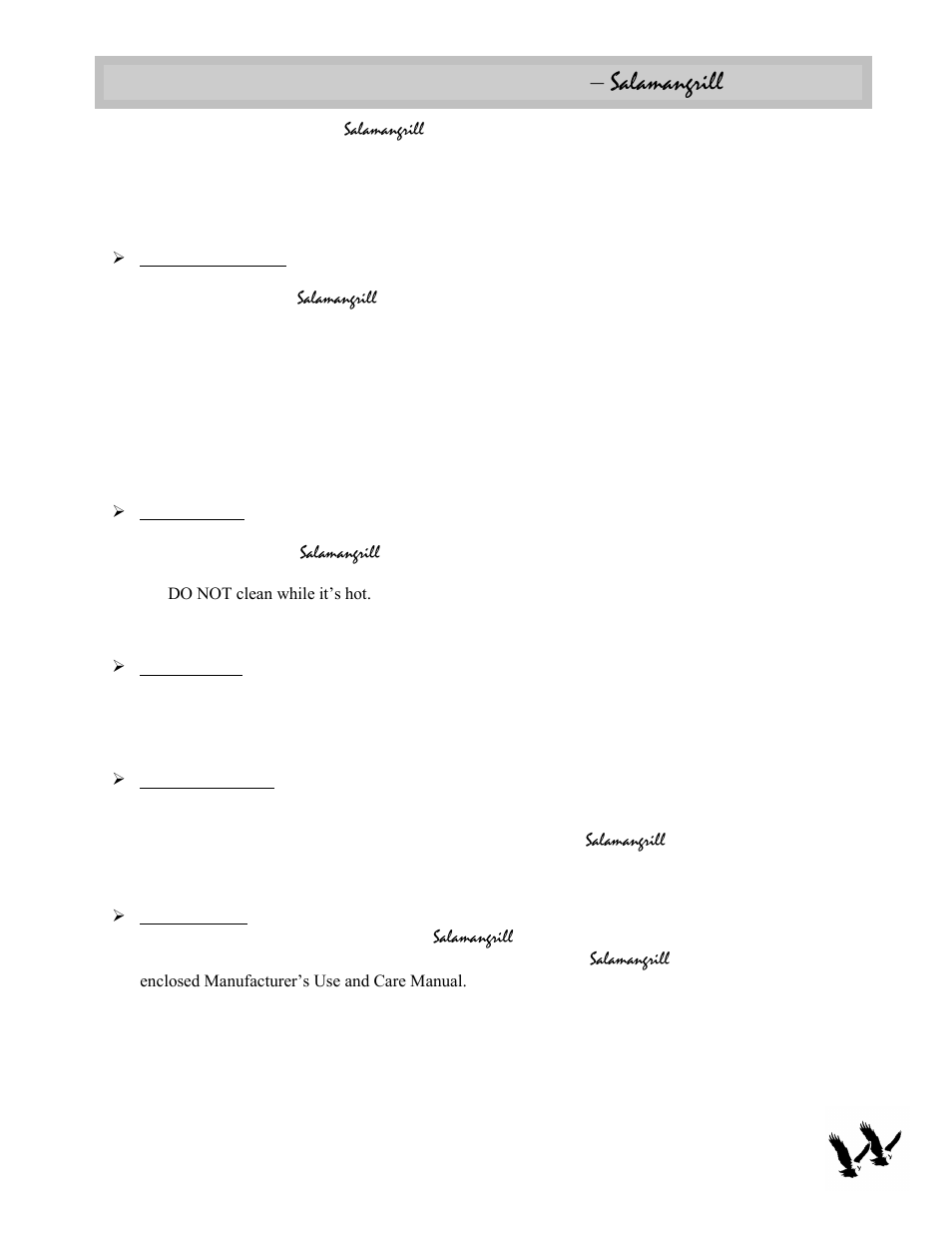 Salamangrill, Cleaning and maintenance | Twin Eagles TESG-24N User Manual | Page 10 / 15