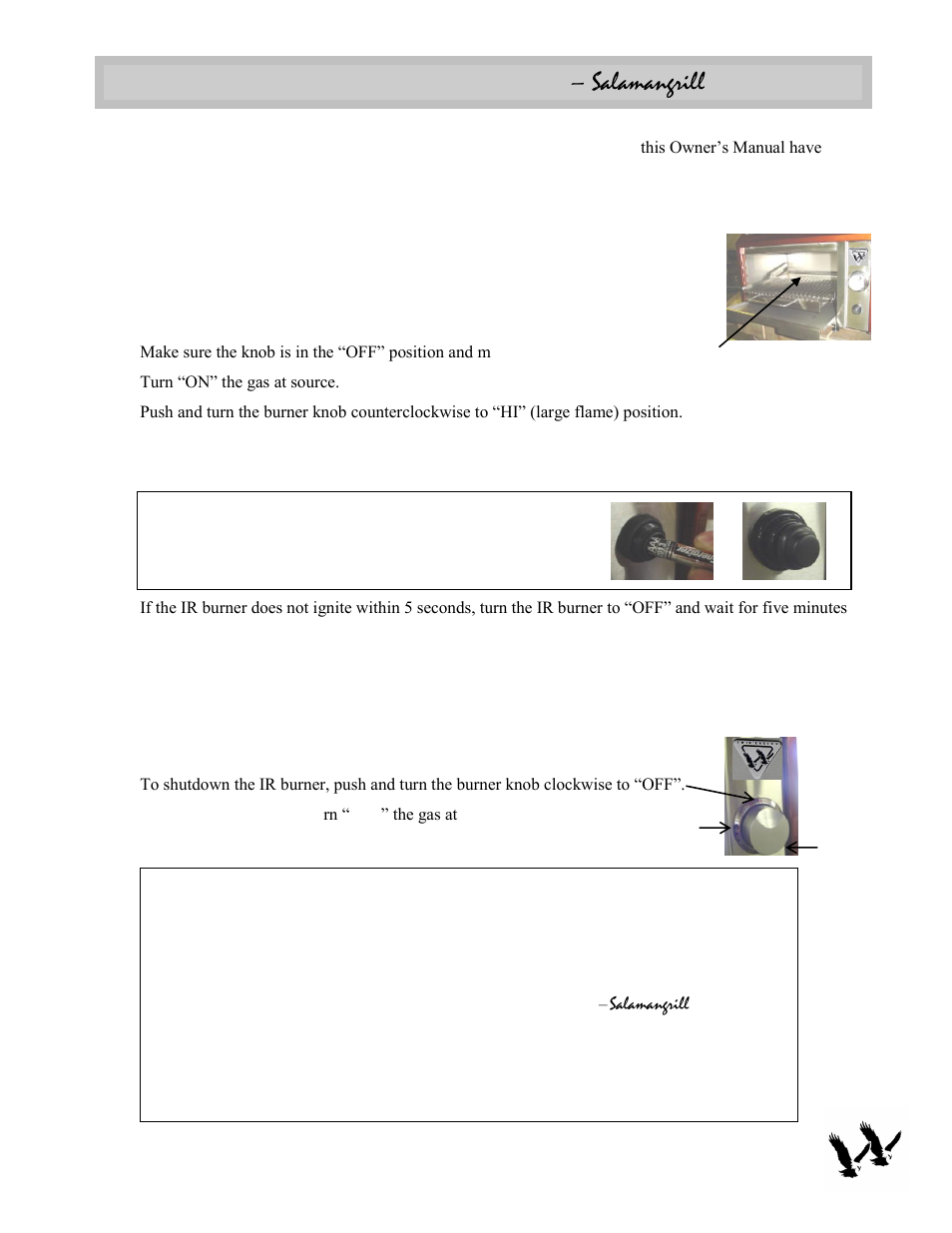 Salamangrill, Operating instructions | Twin Eagles TESG-24N User Manual | Page 8 / 15