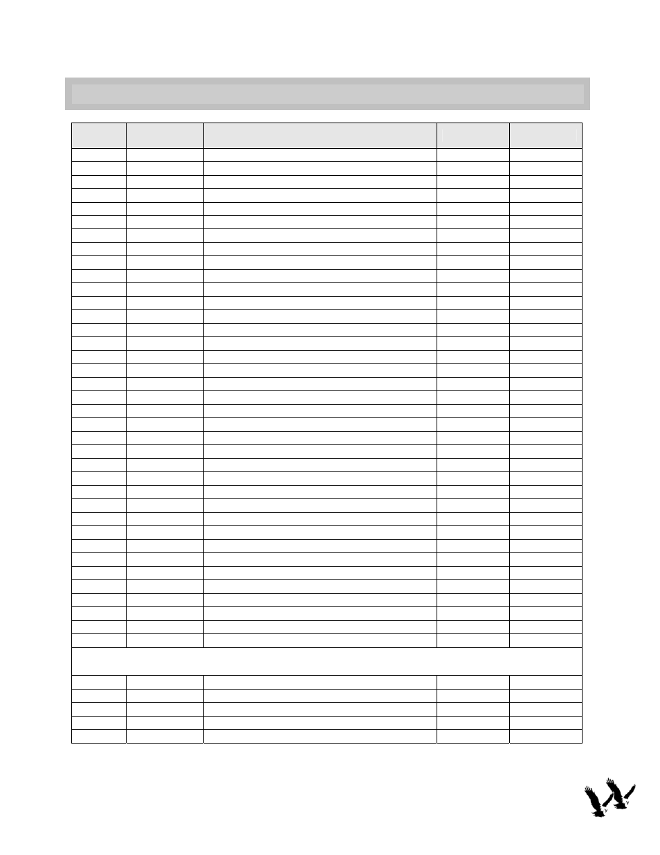 Service parts list | Twin Eagles TESB132-B User Manual | Page 9 / 12