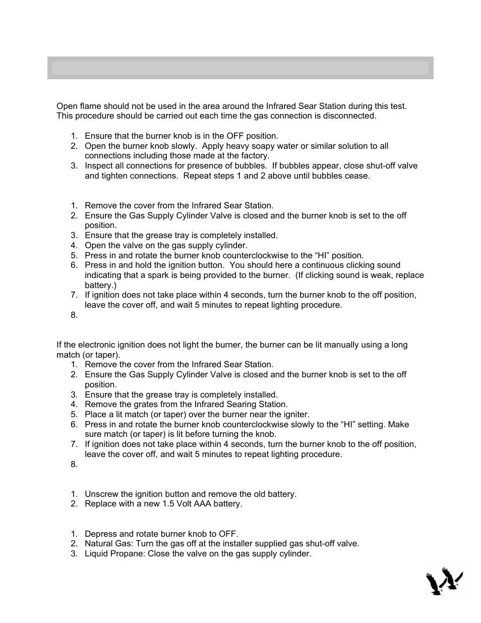 Operating instructions | Twin Eagles TPSS-13F User Manual | Page 11 / 13