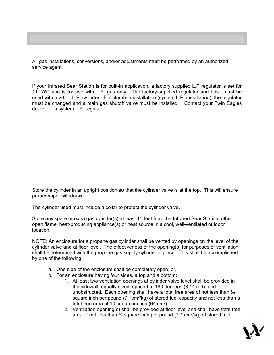 Liquid propane gas connection-built in appliction | Twin Eagles TPSS-13F User Manual | Page 8 / 13