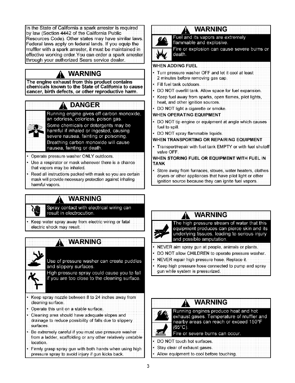 Warning, A warning, Rning | Craftsman 580.753000 User Manual | Page 3 / 48