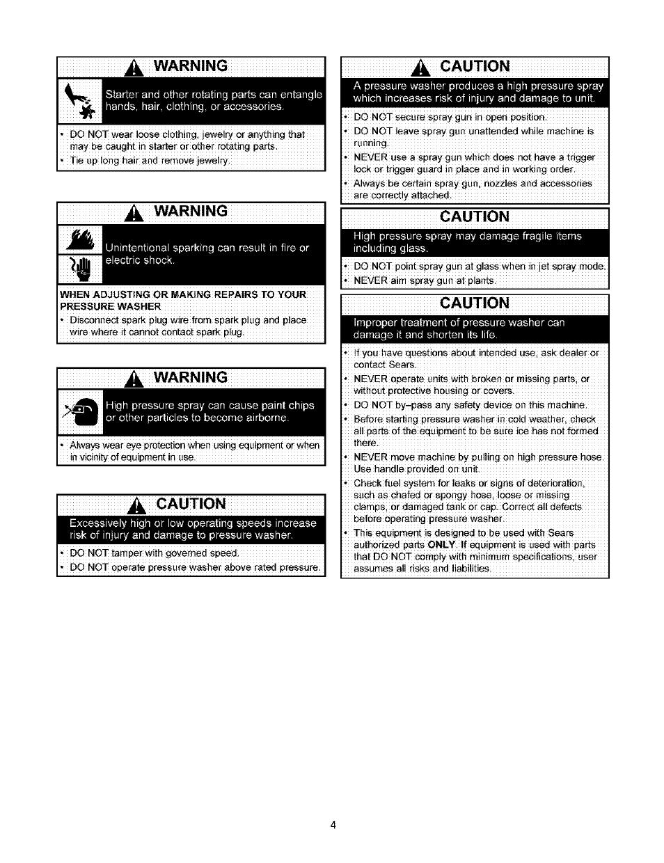 Caution | Craftsman 580.753000 User Manual | Page 4 / 48