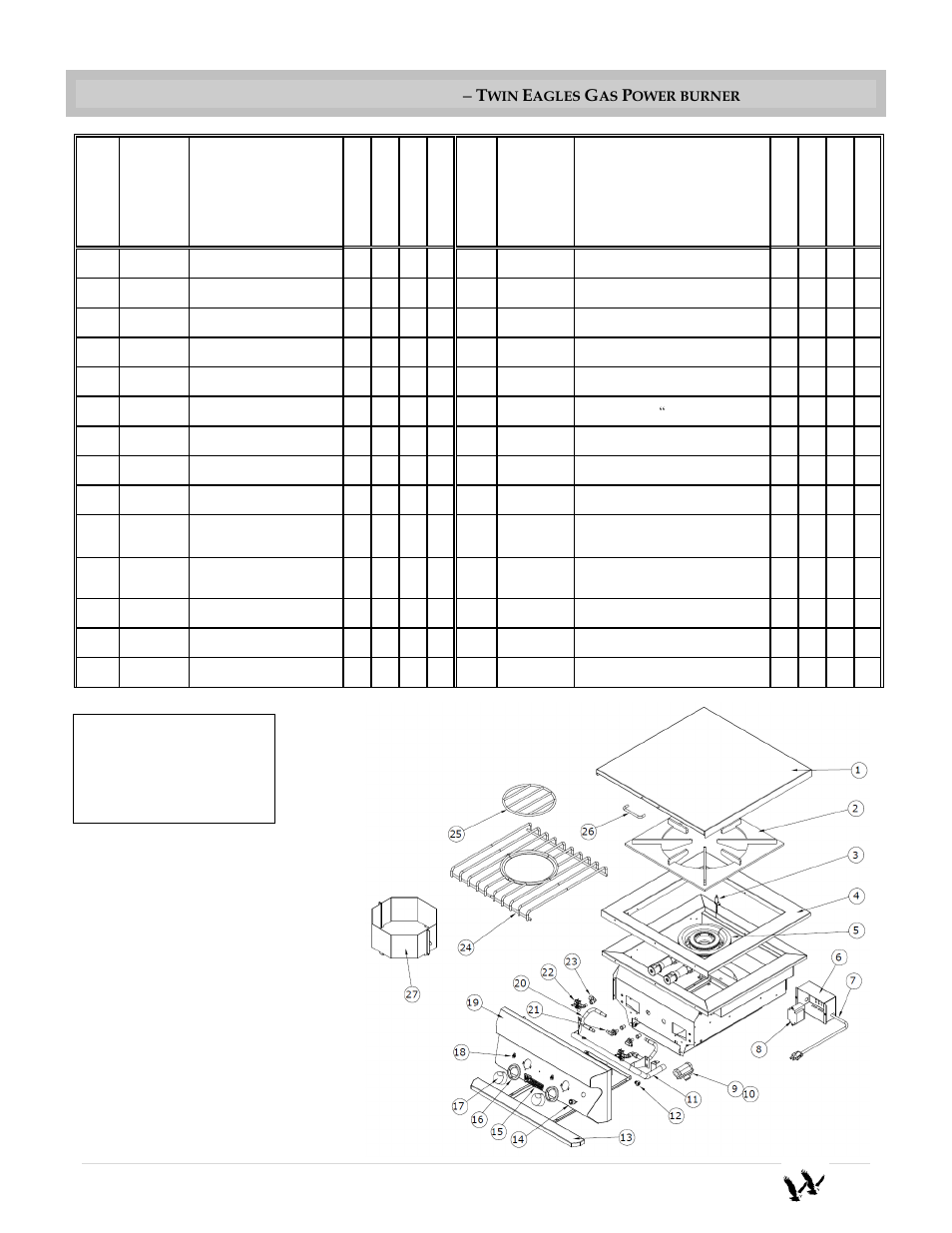 Replacement parts, 10 | p a g e | Twin Eagles TEPB24-B User Manual | Page 13 / 17