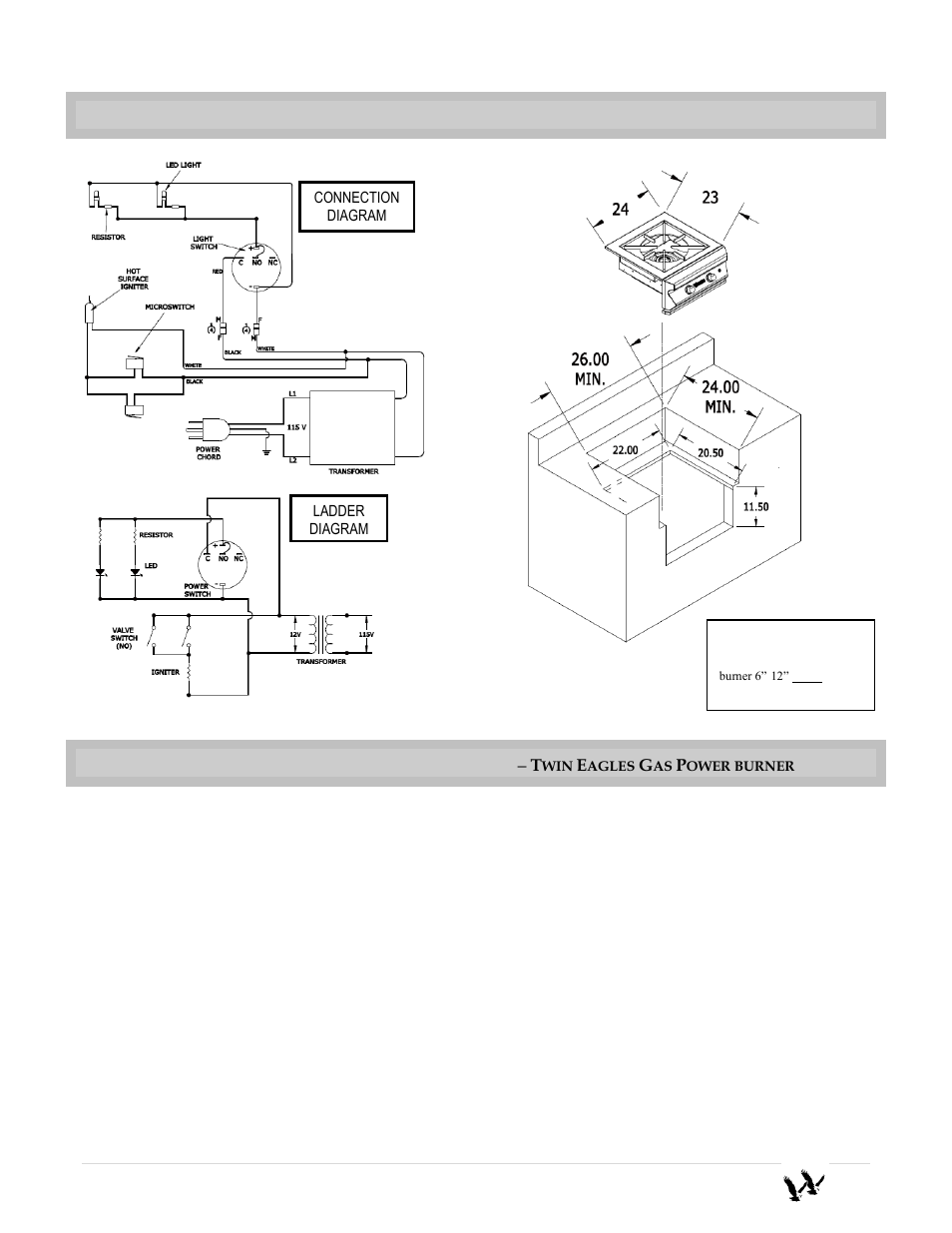Locating the power burner | Twin Eagles TEPB24-B User Manual | Page 9 / 17