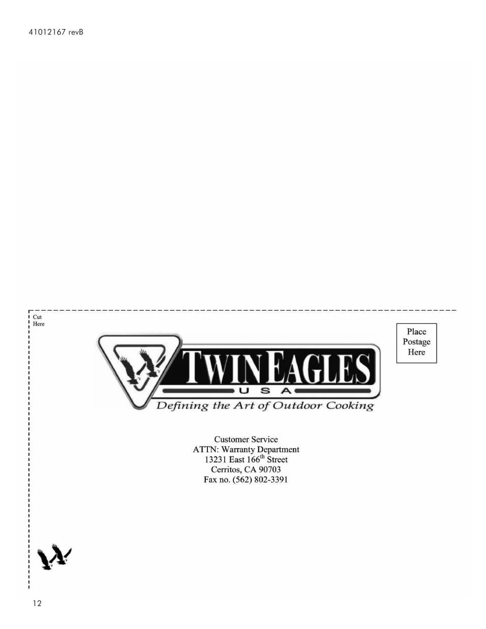 Twin Eagles TEOR24-C User Manual | Page 12 / 12