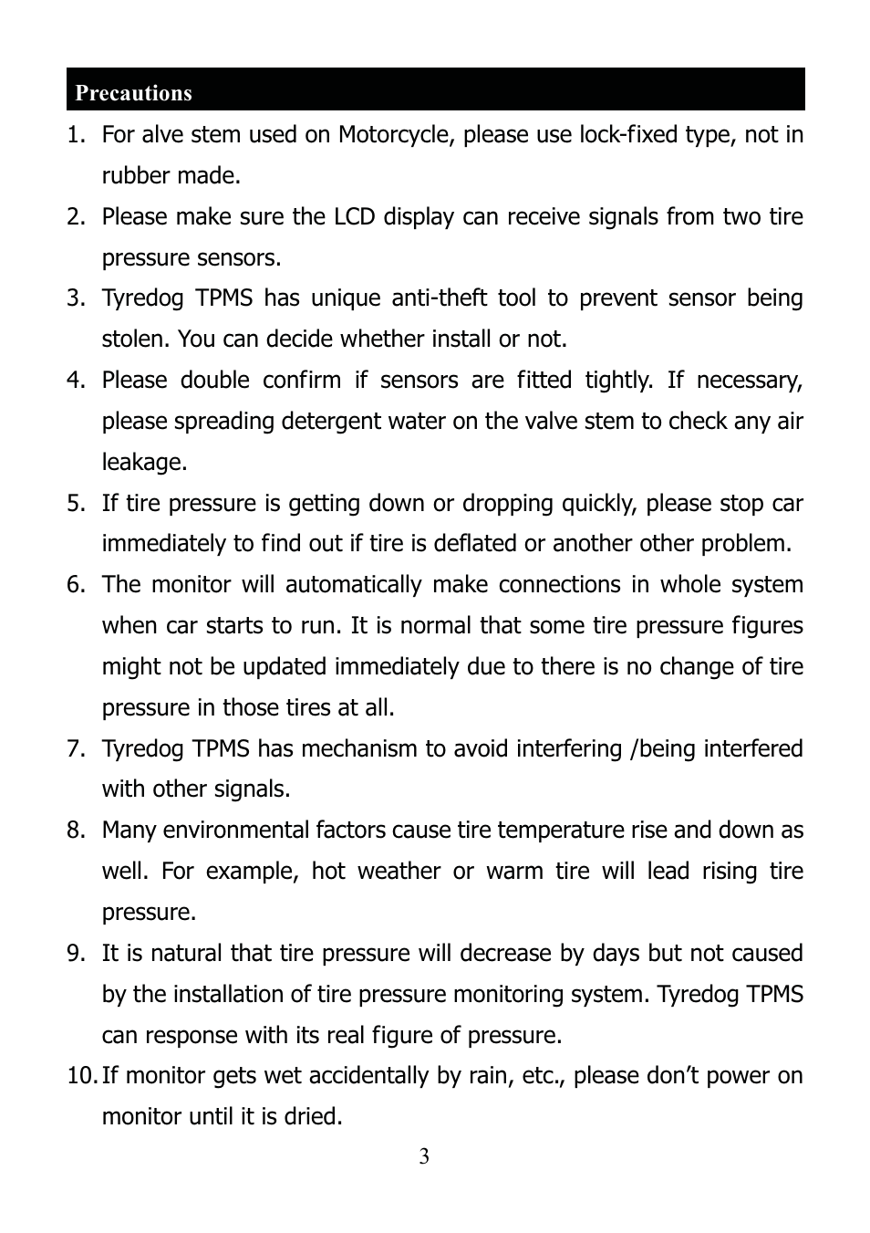 TYREDOG TD-4000A-X User Manual | Page 3 / 33