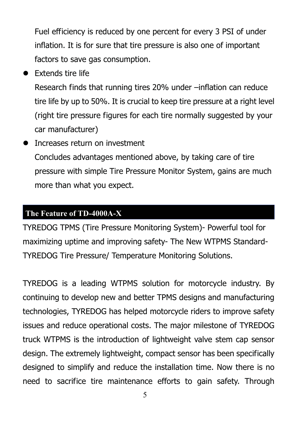 TYREDOG TD-4000A-X User Manual | Page 5 / 33