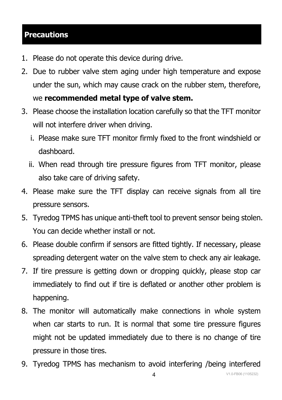 TYREDOG TD-1400A-X4 User Manual | Page 4 / 45
