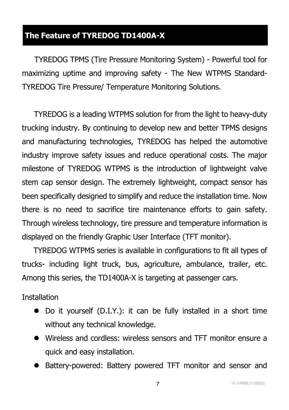 TYREDOG TD-1400A-X4 User Manual | Page 7 / 45