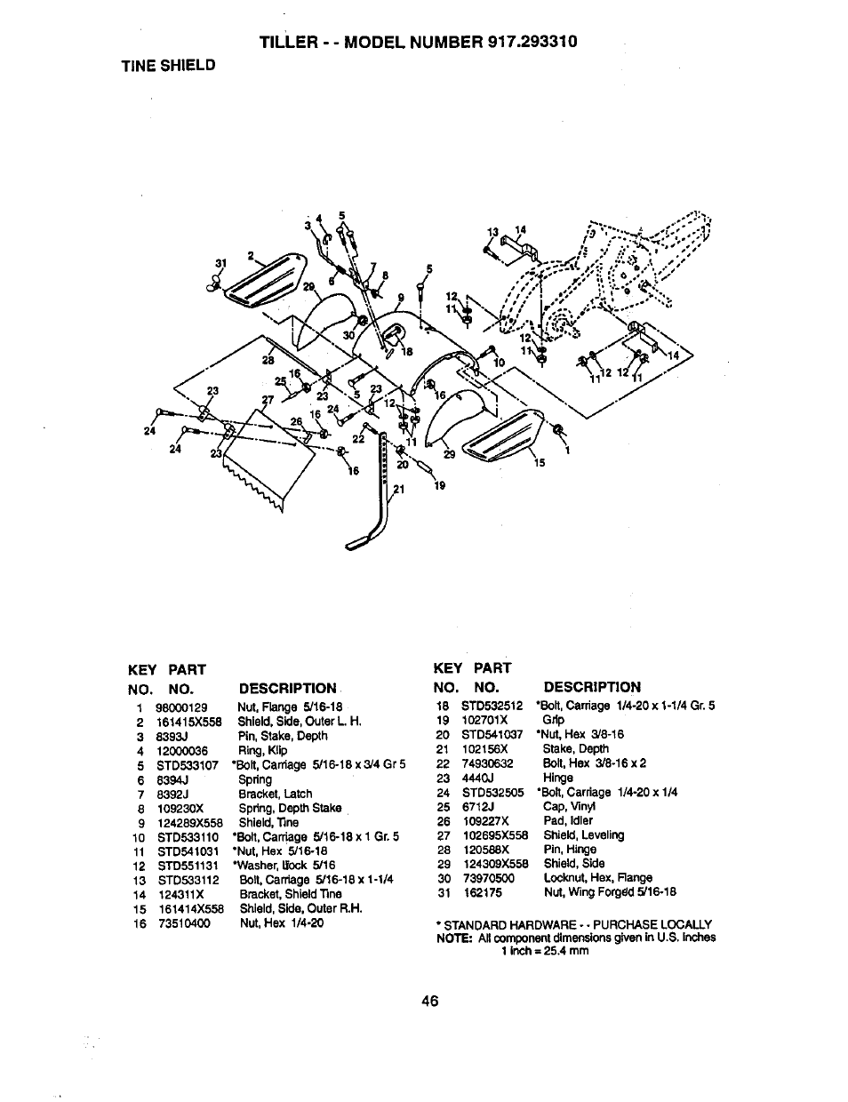 Tine shield | Craftsman 917.293310 User Manual | Page 26 / 36