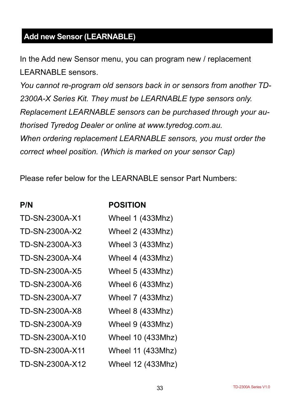 TYREDOG TD-2300A-X10 User Manual | Page 35 / 56