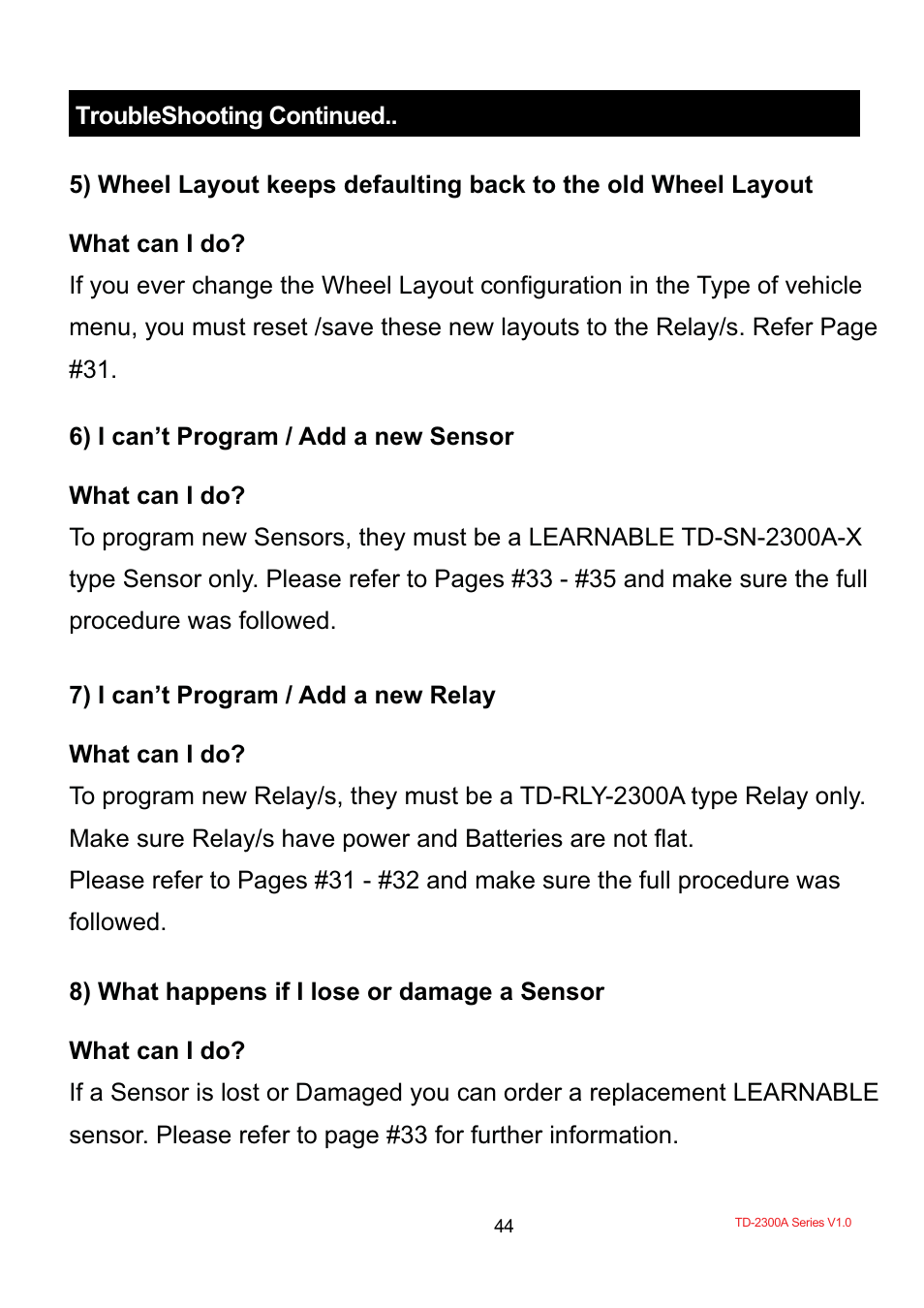 TYREDOG TD-2300A-X10 User Manual | Page 46 / 56